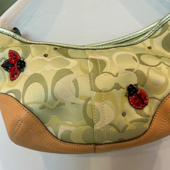 Coach Ladybug Tan and Green Women's Bag - Picture 6 of 10